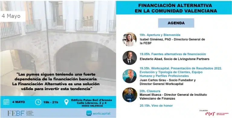 Alternative financing conference in the Valencian Community together with Workcapital 04-05-2023